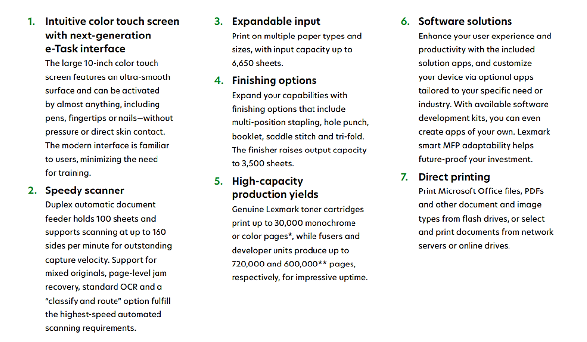 XC9245 and the Lexmark 9200 Series Features